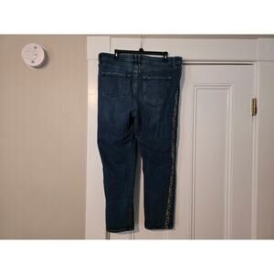 Knox Rose Mid Rise Straight Jeans Size 14W Embroidered Tuxedo Stripe Tapered